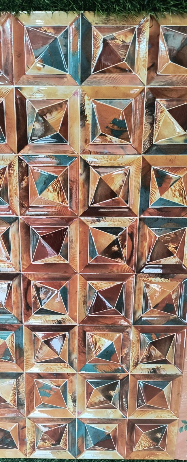 Multi-colour 3D abstract geometric wall tiles at Shri Tiles